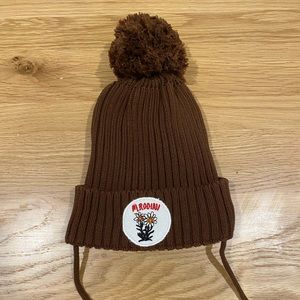Mini rodini brown fleece lined baby hat 4-9 months